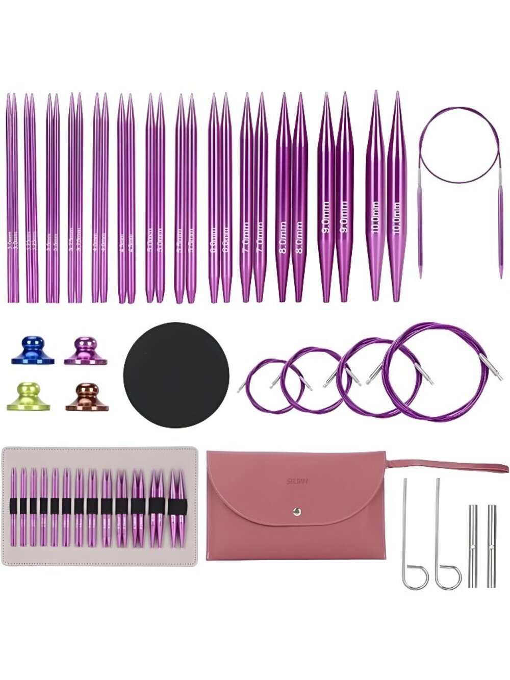 Interchangeable Circular Knitting Needles Set - 13 Pairs (3mm-10mm) with
